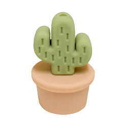 Wheat Cactus Food Grade Eco-Friendly Silicone Focal Beads, Wheat, 28.1x18.6mm