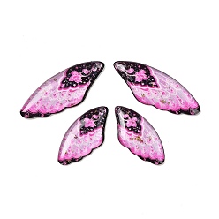 Pink 4 шт 4 стили прозрачные подвески из эпоксидной смолы, крыло, с пайетками и золотой фольгой, розовые, 29~39x14 ~ х 2.5 мм, отверстие : 1 мм