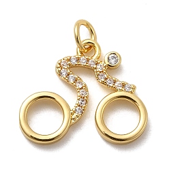 Золотой Латунные микро проложить кубического циркония подвески, велосипедисты, долговечный, стойки покрытие, с целью перехода в кольце, золотые, 16.5x20.5x2.5 мм
