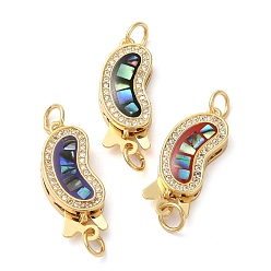 (52) Непрозрачная лаванда Латунные застежки из прозрачного кубического циркония с микропаве, с ракушкой и эмалью, долговечный, без свинца и без кадмия, с целью перехода в кольце, реальный 18 k позолоченный, разноцветные, 22x9x5 мм, отверстие : 3 мм