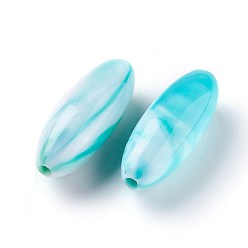 Pale Turquoise Acrylic Imitation Gemstone Beads, Oval, Pale Turquoise, 29~29.5x11mm, Hole: 2.5mm, about 220pcs/500g