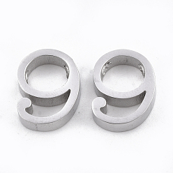 Number Tarnish Resistant 304 Stainless Steel Pendants, Number, Stainless Steel Color, Num.9, 13x10x3mm, Hole: 1.8mm