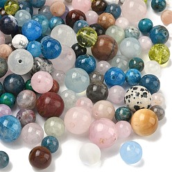 Mixed Stone Natural & Synthetic Mixed Gemstone Beads, Smooth Round Beads, Mixed Dyed and Undyed, 6~12mm, Hole: 1~1.4mm