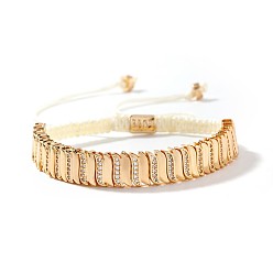 Teardrop Элегантные плетеные браслеты из латунных бусин в стиле бохо с микропаве из прозрачных кубических цирконий для женщин, слеза, 14-1/8 дюйм (36 см)