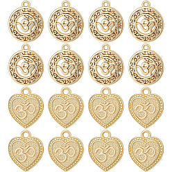 Real 18K Gold Plated 20Pcs 2 Style Alloy Pendants, Long-Lasting Plated, with Jump Ring, Hamsa Hand, Real 18K Gold Plated, 10pcs/style