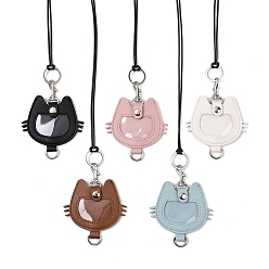 (52) Непрозрачная лаванда Подвеска в виде кошачьего мешочка для монет из искусственной кожи, ожерелье из черного вощеного шнура, с фурнитурой из цинкового сплава, платина, разноцветные, 19.88 дюйм (50.5 см)