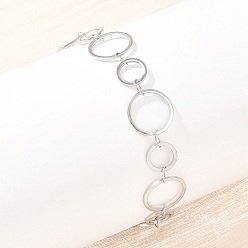 Нержавеющая Сталь Цвет 304 женские браслеты-цепочки со звеньями из нержавеющей стали, кольцо, цвет нержавеющей стали, 7-1/8 дюйм (18.2 см)