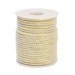 Светлый Золото-желтый Нейлоновые нити, Миланские шнуры / витые шнуры, светлый золотарник желтый, 3 мм, около 21.87 ярдов (20 м) / рулон
