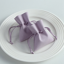 Лиловый Мешочки из искусственной кожи из микрофибры, сумка для шнурка, прямоугольные, сирень, 8x7 см