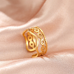 Другие 304 из нержавеющей стали манжеты кольца, золотые, волна, внутренний диаметр: 15~20 мм