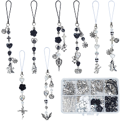 (52) Непрозрачная лаванда Наборы для самостоятельного изготовления ремней для мобильных устройств, включая подвески из сплава, бусины и оправу для бусин, бусины из пластика, акрила, стеклянного жемчуга и синтетической бирюзы, Ремешок для мобильного телефона, латунный штифт с проушиной и соединительное кольцо, разноцветные, 60 мм