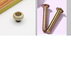 Old Lace Zinc Alloy Cabinet Door Knobs, Kitchen Drawer Pulls Cabinet Handles, Flat Round with Flower & Leopard Print Pattern, Old Lace, 32x26mm