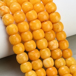 Or Teints naturels blanches perles de jade brins, baril, or, 10x8.5mm, Trou: 1mm, Environ 42 pcs/chapelet, 14.57 pouce (37 cm)