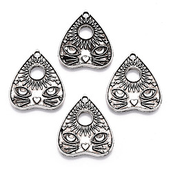 Antique Silver Tibetan Style Alloy Pendants, Heart with Cat Pattern, Antique Silver, 26x22.5x1.5mm, Hole: 1.8mm