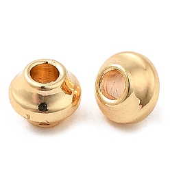 Настоящее золото 18K Spacer бисер латунные, без кадмия, без никеля и без свинца, рондель, реальный 18 k позолоченный, 4x3 мм, отверстие : 1.5x1.8 мм