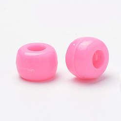 Ярко-Розовый Пластиковые шарики, баррель, ярко-розовый, 8x6 мм, Отверстие : 3.5 мм , около 2630 шт / 500 г