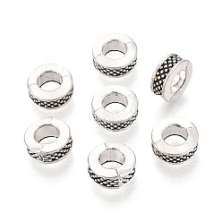 Античное Серебро Европейские сплавочные бусины тибетского стиля , круглые, бусины с большим отверстием, античное серебро, 8x4 мм, отверстие : 4 мм
