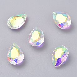 Хрусталь AB Стеклянные стразы подвески, граненые, слеза, хрусталь AB, 16x11x7 мм, отверстие : 1.5 мм