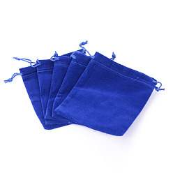 Dark Blue Rectangle Velvet Pouches, Gift Bags, Dark Blue, 15x12cm