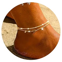 Золотой Двухслойные браслеты из сплава сердечек из кубического циркония, золотые, 7-7/8 дюйм (200 мм)