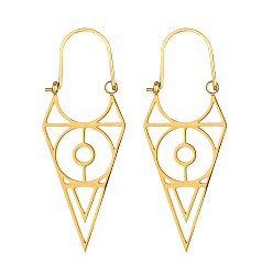 Золотой Богемный стиль 304 треугольные серьги-кольца из нержавеющей стали, золотые, 50x18 мм
