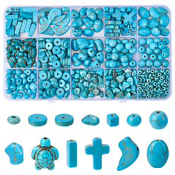 Бирюза 734 шт. 12 стили окрашенные синтетические бирюзовые бусины, разнообразные, бирюзовые, 4~17x4~14x2.5~10 мм, отверстие : 1~2 мм