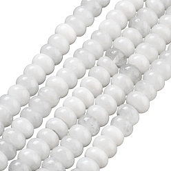 Белый 2 нити из натурального белого нефрита бусины нити, рондель, белые, 8x5 мм, отверстие : 1 мм, около 74 шт / нитка, 15.15 дюйм (38.5 см)