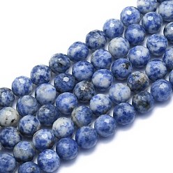 Blue Spot Jasper Natural Blue Spot Jasper Beads Strands, Round, Faceted(128 Facets), 10mm, Hole: 1.2mm, about 38pcs/strand, 15.55 inch(39.5cm)
