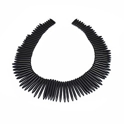 Черный Синтетические бирюзовые градуированные пряди, форма клыка, чёрные, 20~49x4.5~5 мм, отверстие : 1.2 мм, около 99 шт / нитка, 16.9~17.7 дюйм (43~45 см)