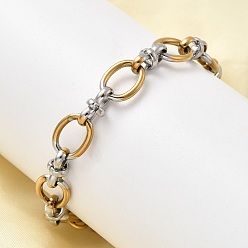 Золотой & Цвет Нержавеющей Стали 304 женские браслеты-цепочки с овальными звеньями из нержавеющей стали, золотые и нержавеющая сталь цвет, 7-7/8 дюйм (20.1 см), link: 13x10x2 мм / 12.5x6x5.5 мм