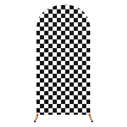 Black Tartan Pattern Polyester Wedding Arch Cover, for Wedding Background Cover Cloth, Black, 2000~2200x1110~1200x1.6mm