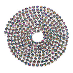 Стально-синий 5ярды сплава стеклянных цепочек со стразами, платина, стальной синий, 2.5x2.5x2.5 мм, 5 ярдов / комплект