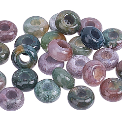 Indian Agate 25Pcs Natural Indian Agate European Large Hole Beads, Rondelle, 13~14x7~8mm, Hole: 5mm