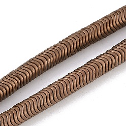 Коричневое Покрытие Гальванические нити из синтетических немагнитных гематитовых бусин, волнистый диск, кофе покрытием, 6x1.5 мм, отверстие : 1 мм, около 330 шт / нитка, 15.75'' (40 см)