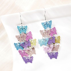 Бабочка 430 из нержавеющей стали болтаться серьги, с платиновой фурнитурой для сережек, бабочка, 72x29 мм