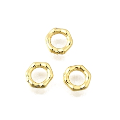 Золотой Шестигранные соединительные кольца из латуни с текстурой, без кадмия и без свинца, стойки покрытие, золотые, 5x5x1 мм, внутренний диаметр: 3 мм