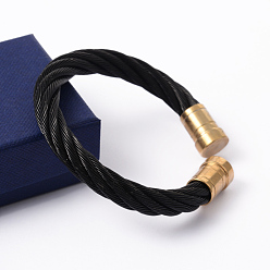 Gunmetal & Golden 304 Stainless Steel Cuff Bangles Torque Bangles, Gunmetal & Golden, 53mm
