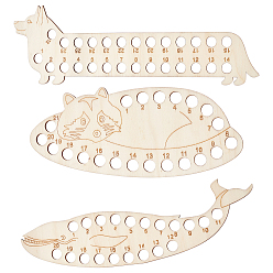 Льняное Полотно Ahademaker 3шт 3 стиль тополь деревянные нитки намоточные доски, бобины для ниток, для вышивки крестиком хлопковыми нитками рукоделие, хранилище для шитья своими руками, животное, белье, 20.8~27x7.6~9x0.25 мм, 1 шт / стиль