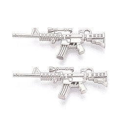 Нержавеющая Сталь Цвет 304 подвески из нержавеющей стали, форма снайперской винтовки, цвет нержавеющей стали, 14.5x38x4 мм, отверстие : 1.8 мм