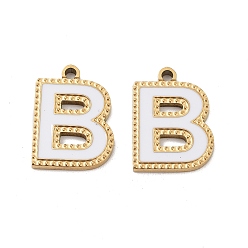 Letter B Ионное покрытие (ip) 316 подвески из нержавеющей стали, без никеля , с эмалью, буквенное очарование, реальный 18 k позолоченный, В письме, 17x12x2 мм, отверстие : 1.4 мм