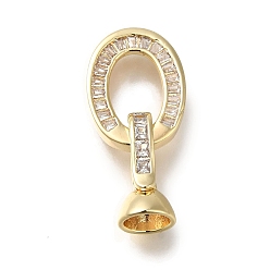 Real 18K Gold Plated Brass Micro Pave Clear Cubic Zirconia Fold Over Clasps, Cadmium Free & Nickel Free & Lead Free, Oval, Real 18K Gold Plated, 28mm