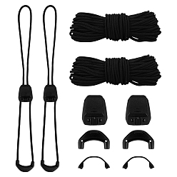 Черный 4 полиэстеровые шнурки для обуви, чёрные, 1340~1360x2 мм