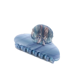 Васильковый Заколки-клочья из ацетата целлюлозы со стразами, формы раковины, васильковый, 84 мм