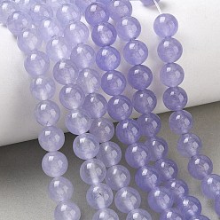Lilac Dyed Natural White Jade Beads Strands, Smooth Round, Lilac, 8~8.5mm, Hole: 1.2mm, about 46pcs/strand, 14.96''(38cm)