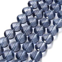 Темно-Синий Граненые плоские круглые имитация австрийских кристаллов нити шарик, класс AAA, темно-синий, 10x5 мм, отверстие : 0.9~1 мм, около 40 шт / нитка, 15.7 дюйм
