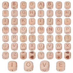 Mixed Shapes 72шт. 28 стили резные деревянные европейские бусины, бусины с большим отверстием, кубические, разнообразные, 12x12x12 мм, отверстие : 4.5 мм