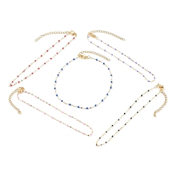 Mixed Color PVD Vacuum Plating 304 Stainless Steel Link Chain Bracelets, with Enamel, Golden, Mixed Color, 7-1/4 inch(18.5cm)