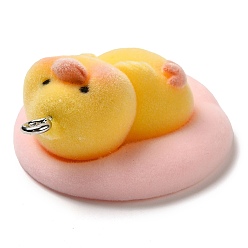 Утка Подвески для сна из флокированной смолы, Подвески в виде животных с железными петлями с платиновым покрытием, утка, 40x35x19.5 мм, отверстие : 2.8 мм