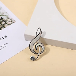 Beige Musical Note White Shell Brooch, Alloy Pins, Beige, 50x23mm