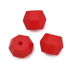 Red Silicone Beads, Polygon, Faceted, Red, 11x15mm, Hole: 2mm